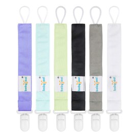 Babygoal Neutral Plastic Pacifier Clips, 6 Pack Binky Paci Holder and Leash for Boys and Girls Fits for Most Pacifier, Binkie Styles & Baby Teethers & Toys and Gift 6PS15-CA