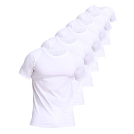 Comfneat Men's 6-Pack Pure Cotton Undershirts Comfortable Crew Neck T-Shirts (White 6-Pack, M)