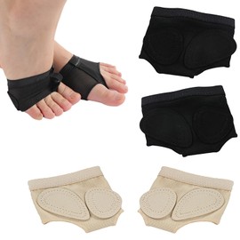iLamvie 2 Pairs of Non-Slip Foot Pads, Dance Paw Pad Practice Shoes, Foot Toe Caps, Toe Protection Shoes, Half Sole Paw Pad Shoes, for Gymnastics, Yoga, Pilates, Ballet, Black Beige (L)