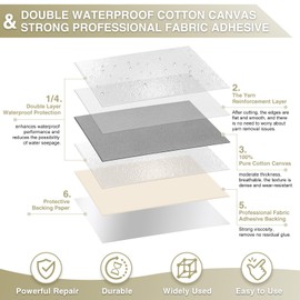 Canvas Repair Tape 4×70 Inch Waterproof Self-Adhesive Fabric Repair Patch for Repairing Boat Covers,Tents,Patio Umbrellas,Car Seats,Luggage,Sofas.(Smoky Grey)