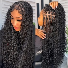 Human Braiding Hair for Boho Braids Natrual Black Deep Wave Bulk Boho Braids Human Hair for Boho Knotless Braids Curly Bohemian Boho Hair for Braiding 160g 2 Bundles No Weft (1B 24inch)