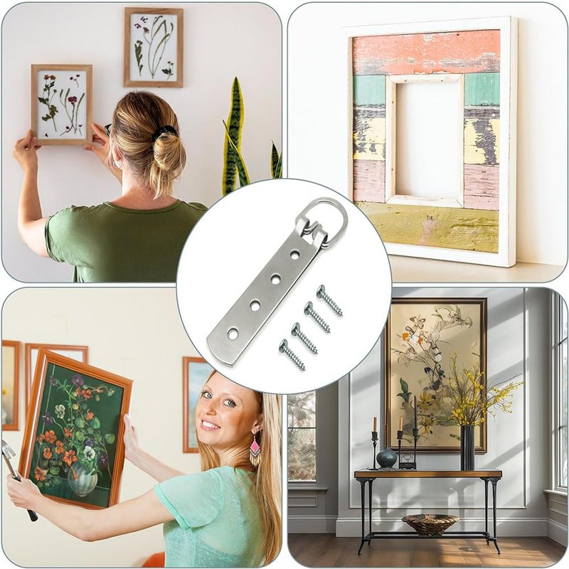 Heavy Duty D Ring Picture Hangers with Screws,6 Pcs Large