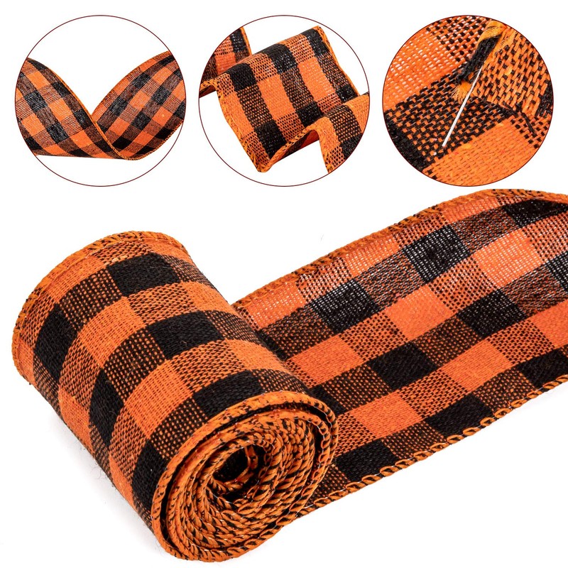 Whaline 8 Burlap Ribbon Roll - Assorted Fall Wired Wrapping,
