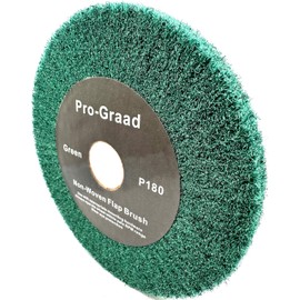 Pro-Graad 6” x 1/2” Green 180 Grit Non-Woven Bench Grinder Polishing Burnishing Satin Finishing Flap Brush Wheel for Aluminum Copper Metal Golf Club Refurbishing, Compatible for 1/2”, 5/8”, 3/4" Arbor