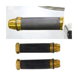 Adunsiaoto 2 Pieces Motorcycle Aluminium Non-Slip Handle, Motorcycle Scooter Universal Non-Slip Handle, Motorcycle Handlebar Grips CNC Aluminium Rubber Handle Universal for Bar Bike Bicycle (Gold)