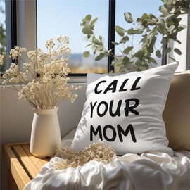 HONLUNG Funny Call Your Mom Be Safe Have Fun Don't Do Stupid Love Mom 18''x18''Reversible Throw Pillow Cases for Home Cushion Cover,Sofa Couch Bed Decor,Gifts for Son Daughter Graduation