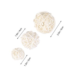 BESTOYARD Wicker Rattan Ball Wedding Christmas Party Hanging Decoration Nursery Mobiles 3 cm 4 cm 5 cm White Pack of 15