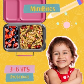 AOHEA Stainless Steel Lunch Box for Kids, Leak Proof Bento Lunch Box BPA Free 304 Stainless Steel Bento Box Stainless Bento Box with Containers for School and Office(Pink)