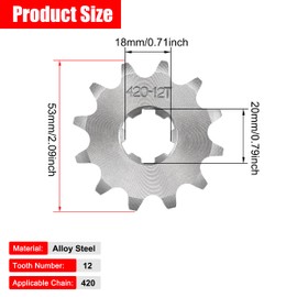 Tunejoy Motorcycle Engine Chain Sprocket 420 12T 20 mm Small Sprocket for 50cc 70cc 90cc 110cc Dirt Bike Pit Bike ATV Quad Motorcycle Mini Bike