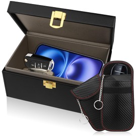 Large Car Key Signal Blocker Box, [Plus 2 Pack Faraday Pouch] Diyife 8-12 Car Keys Capacity Faraday Box for Car Keys and Phones, Anti-Theft Key Fob Protector RFID Signal Blocking Box, Black