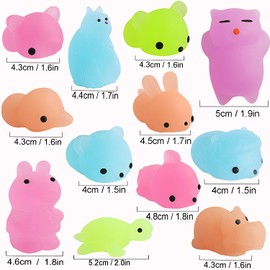 Outee 30 Pcs Glow in The Dark Mochi Animal Toys - Mini Stress Relief Toys for Easter Gifts