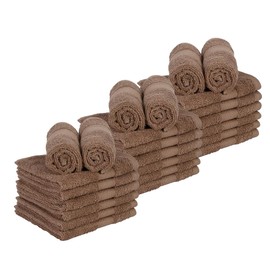 Casa Lino 24 Pack Wash Cloths Set, (12" X12) 100% Cotton wash Cloths, wash Cloths for Your face and Body, Highly Absorbent & fingertip Soft wash Cloths for Your face and Body, Brown