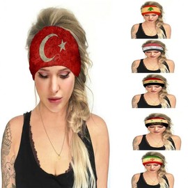 Unisex Cross-Border Flag Print Sports Headband Free Size/Design 15 15ea