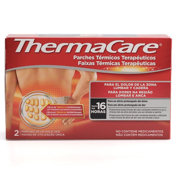 ThermaCare - Therapeutic Thermal Patches for Lumbar and Hip Pain - Up to 16 Hours of Prolonged Pain Relief - Drug Free - 2 Patches