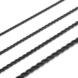 RWQIAN Men's Cord Chain Silver/Gold/Black Stainless Steel Twisted Chain Width 2/2.5/3/4 mm Women's Necklace Length 45-60 cm, Stainless Steel