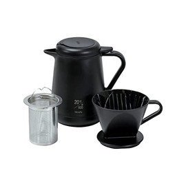 Pearl Metal HB-6619 ie Cafe Coffee Tea Server, 20.3 fl oz (600 ml), Tea, Black Tea, Vacuum Double Wall Construction, Heat and Cold Retention, Black