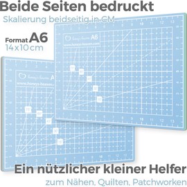 Honey's Heaven 45 mm Rotary Cutter Fabric Cutter Set Including A6 Cutting Mat, Replacement Blades, Fabric Clips, Patchwork Ruler (Turquoise, A6 Cutting Mat)