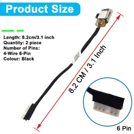 ZHUROUPU 2 Pcs DC Power Jack Charging Port Socket Plug in Cable with Wire Replacement for Dell Inspiron 15 17 5000 5767 5565 5567 P/N: 0R6RKM R6RKM (Black)