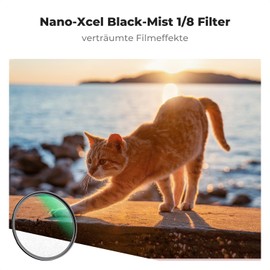 K&F Concept Nano-X Black-Mist 1/8 Filter 82 mm Black Promist 1/8 Optical Glass with 28x Nano Coating, Black Diffusion Filter 1/8 for Video Recording/Portrait Photography