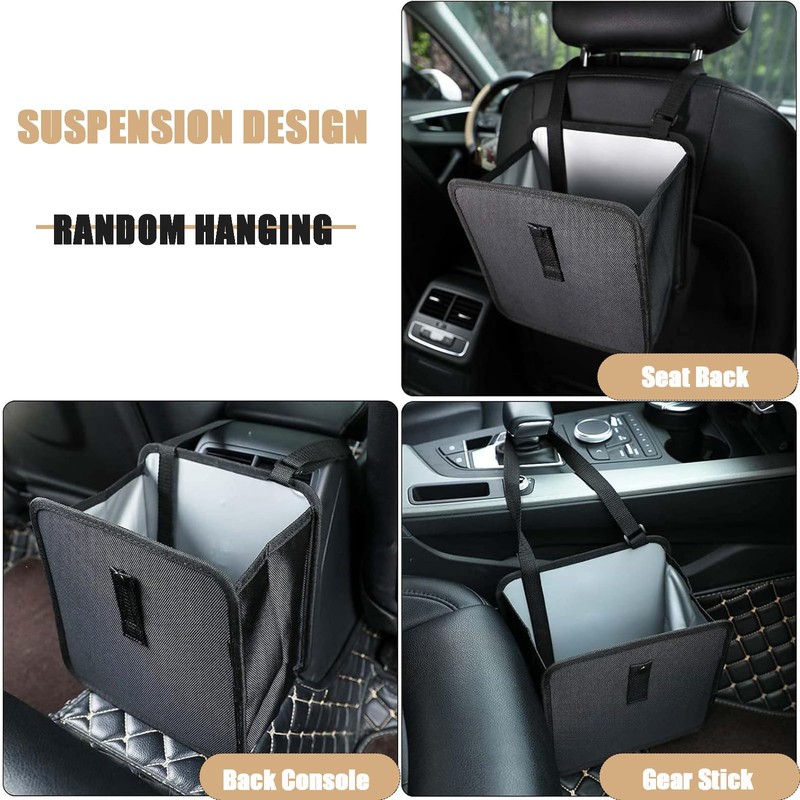 3 Gallons Foldable Car Trash Can - Large Capacity Waterproof