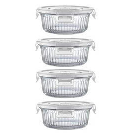 H.JSS WDJS 1.5 cup Round Glass Food Storage Containers with Lids, 12oz Small Glass Meal Prep Containers set, Heat-Resistant BPA-Free Round food bowl for Leftover. Microwave, Dishwasher & Freezer Safe