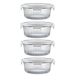 H.JSS WDJS 1.5 cup Round Glass Food Storage Containers with Lids, 12oz Small Glass Meal Prep Containers set, Heat-Resistant BPA-Free Round food bowl for Leftover. Microwave, Dishwasher & Freezer Safe