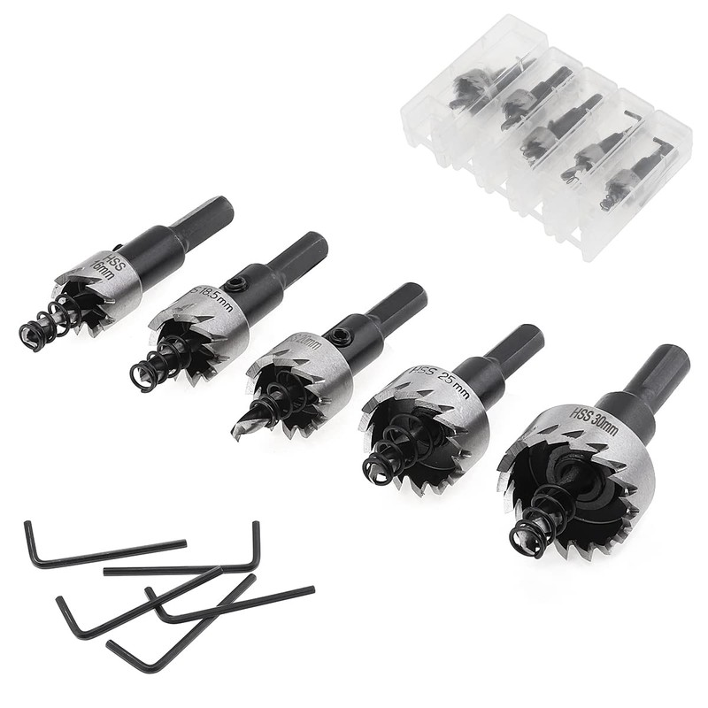 ChgImposs 5Pcs 16-30mm 5/8-Inch to 1-3/16 Inch HSS Hole Saw