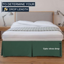 StudioMass Box Pleated Base Valance Sheet King Bed Skirt Platform Valance Sheets, Microfiber Soft Brushed Easy Care Non Iron (King, Forest Green)