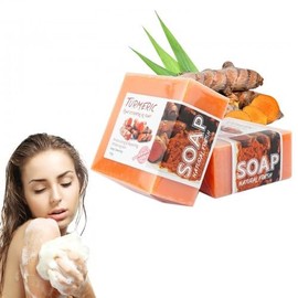 Amexo Natural Soap Piece 2 Pieces Lemon Soap Handmade 100 g Organic Solid Soaps for Bathing Small Soap Pieces for Skin Hair Body Face (Turmeric Soap)