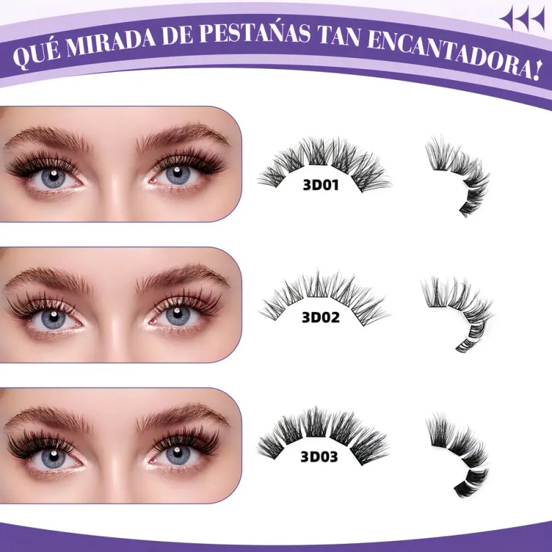 Kit de Extensiones de Pestañas B&Qaugen 3D con Curvatura D