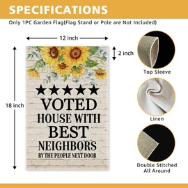 JMYROG Voted House With Best Neighbors By The People Next Door Garden Flag, Double Sided Yard Outdoor Farmhouse Lawn Porch Decor Flag, Humorous Going Away Gifts for Coworker Friend Neighborhood