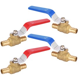 HeSun 4-PCs 1/2 Inch PEX Ball Valves, 1/4 Turn Full Port Shut-off Valve, Brass Crimp Pex Valve for Hot and Cold Water, ASTM F1807,Blue & Red