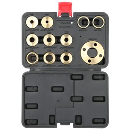 11Pcs/Set Brass Router Template Guides Set 10 12 14 16 18 20 24 30 OD 8 Sizes + 2 Lock Nuts + 1 Adapter, Router Guide Bush Set with Storage Case, Great for Cut-Out Work