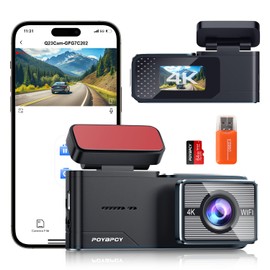 WiFi Dashcam Car Front, 4K UHD Car Camera with 64G SD Card, App Control, 1.47 Inches, 170° Ultra Wide Angle, Night Vision, WDR, Loop Recording, G-sensor, Parking Monitoring