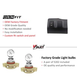 Winjet WJ30-0502-09 2015-2018 GMC Canyon Fog Light Kit with Custom Dash Panel Replacement Wiring Harness Switch Fuse Relay Pair Set Left and Right Driver Passenger Side OE Fitment for - Clear Lens