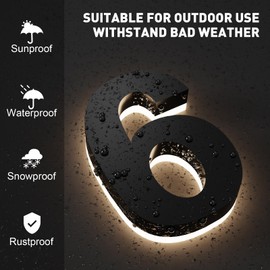 LLtronation 6 Inch Backlit House Numbers for Outside, Stainless Steel, LED Illuminated Home Address Number, Modern Lighted Address Signs for Houses, Restaurant, Waterproof