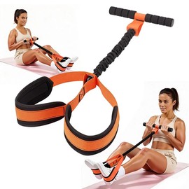 Pedal Resistance Band with Handles for Full-Body Home Workout – 75LB Latex Fitness Trainer with Soft Foot Pedals