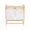 Bamboo Laundry Basket Laundry Hamper with 2 Removable Sliding Bags
