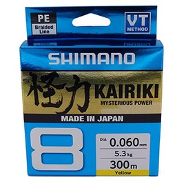 SHIMANO Kairiki 8, 300 metres, yellow, 0.060 mm/5.3 kg, 8-fold braided fishing line, 59WPLA68R30