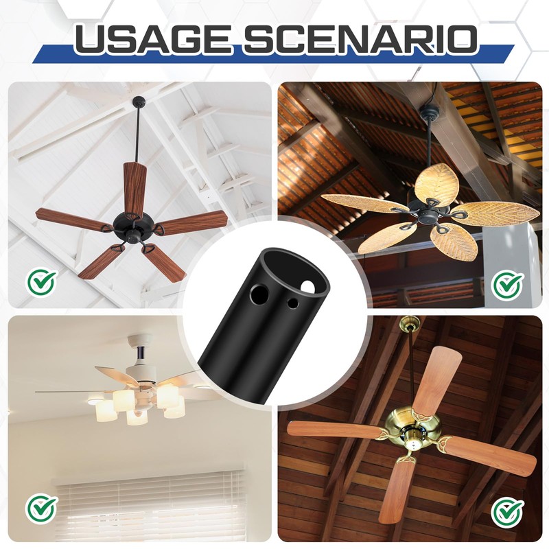 VIHOSE 48 Inch Ceiling Fan Downrod with Extension Cord 4