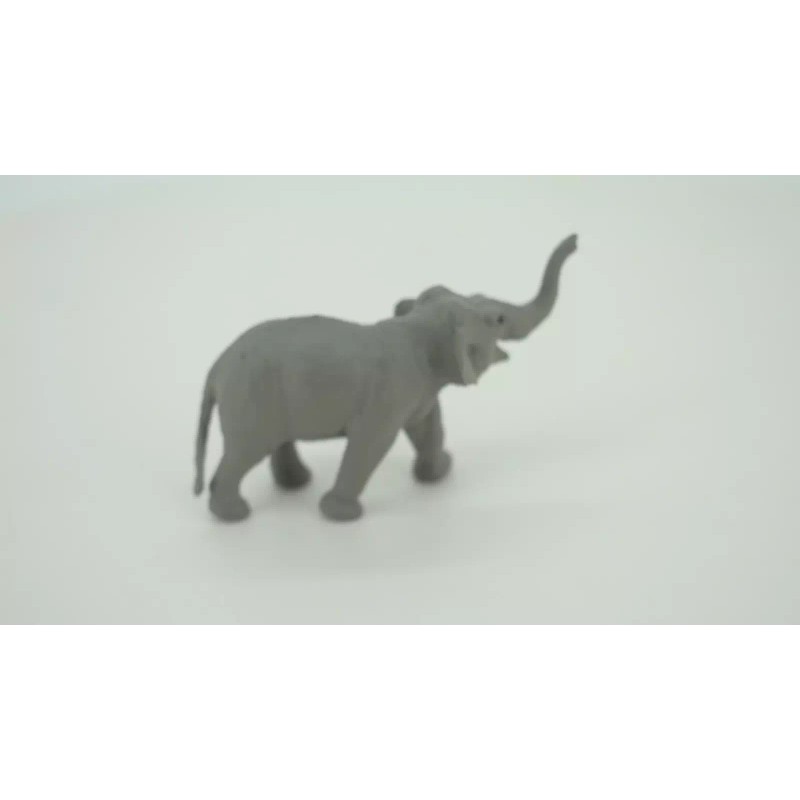 Safari Asian Elephant Toy, Grey, Rubber Animal, Realistic Model Gift,