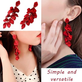 Women's Elegant Drop Statement Tassel Earrings Rose Petals Earrings Dangle Flowers Earrings Jewellery Accessories, Stainless Steel, No Gemstone