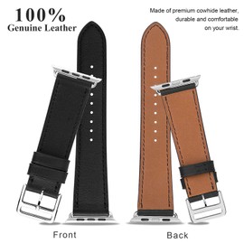 MroTech Leather Bracelet Compatible with iWatch 38 mm (40 mm) / 42 mm (44 mm) Series 1 2 3 4, 38mm