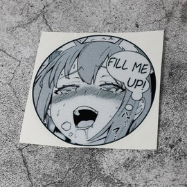 Car Styling Decals for Anime Girl Fill me Up Tape Auto Truck Fuel Oil Tank Sticker (A, 13x13cm)