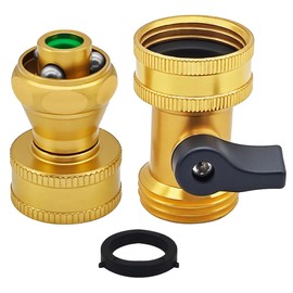 Brass Garden Hose Shut Off Valve with Pressure Adjustable Nozzle Power, Garden Water Hose Shut Off Valve, Garden Hose Nozzle, Water Shut Off Valve, 3/4" GHT Nozzles for Garden Hose, Car Wash