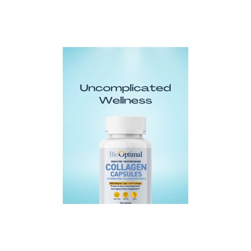 BioOptimal Collagen Pills - Collagen Supplements, 180 Capsules, for Skin,