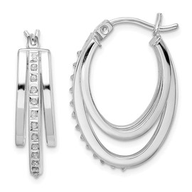 925 Sterling Silver Diamond Mystique Platinum-plated Diamond J Hoop Earrings (.01 cttw.)