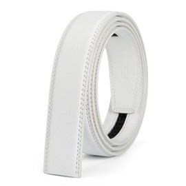 Nelbons Men's Leather Ratchet Belt Strap Only 35mm 1 3/8,Leather Belt without Buckle…(F-White-1,130CM/UP TO Waist:44'')