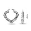 LeCalla Sterling Silver Light-Weight Antique Bamboo Heart Hoop Earrings for