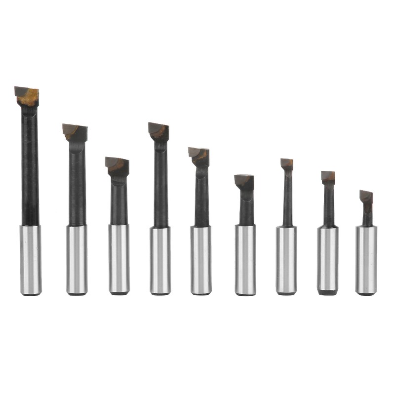 9pcs 3/8" Round Shank Boring Bar Set High speed Steel